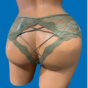 Victorias Secret Very Sexy Cut Out Strappy Back Lace cheeky panty olive Medium